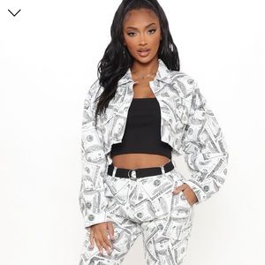 Dollar sign crop jacket nwt